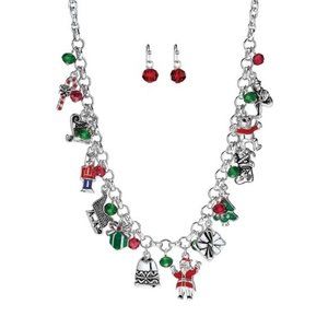 Santa's Workshop Charm Necklace and Earrings Set 224-011